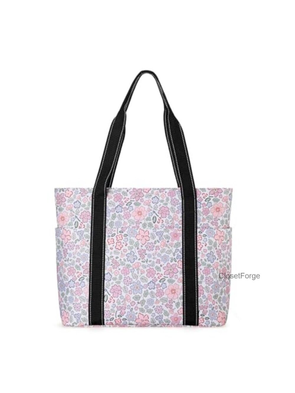 Nylon Tote Bag with Laptop Compartment & Cup Holder for Work Travel Gym